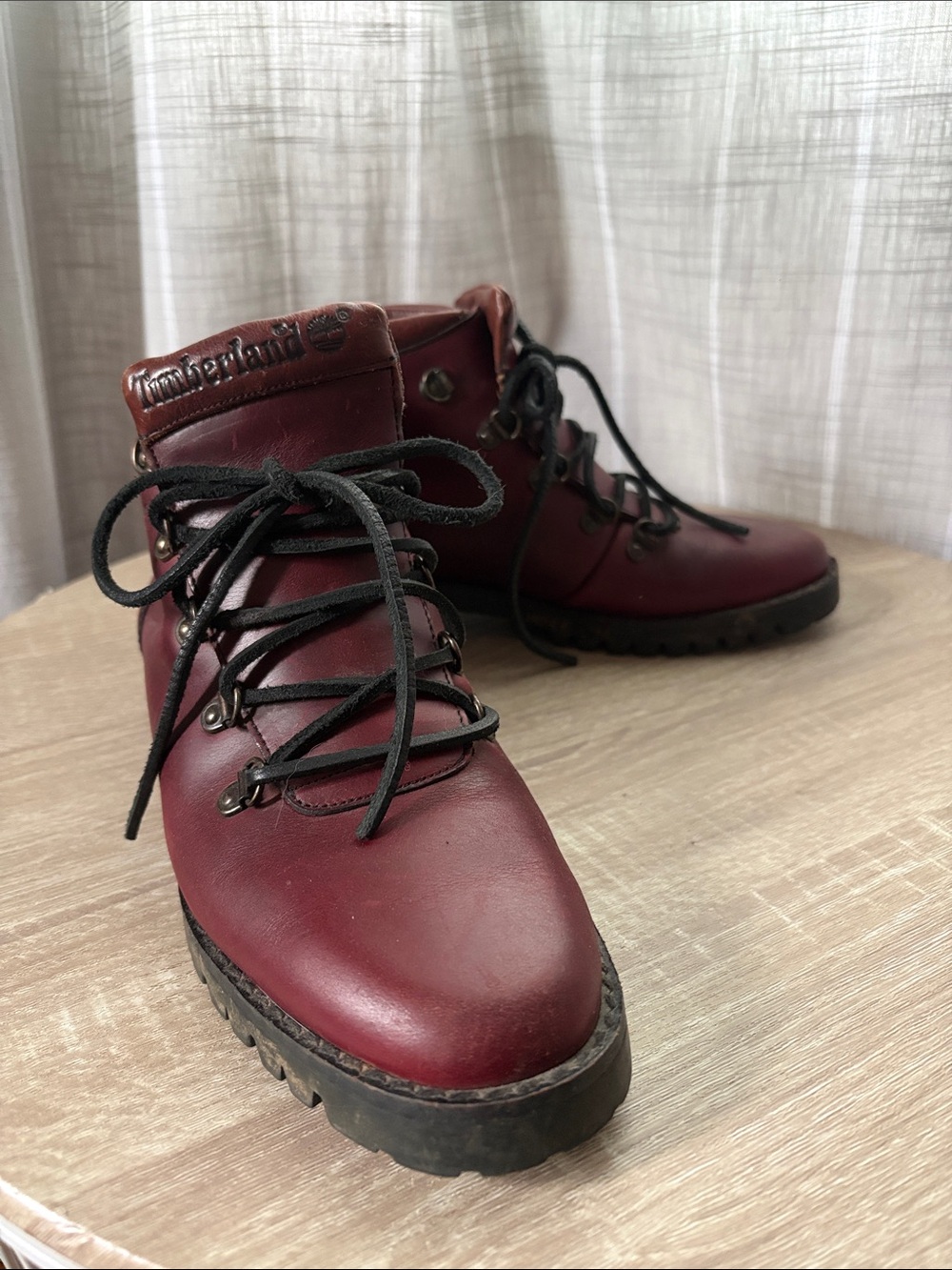 Timberland Burgundy Leather Trail Boots with Black Laces